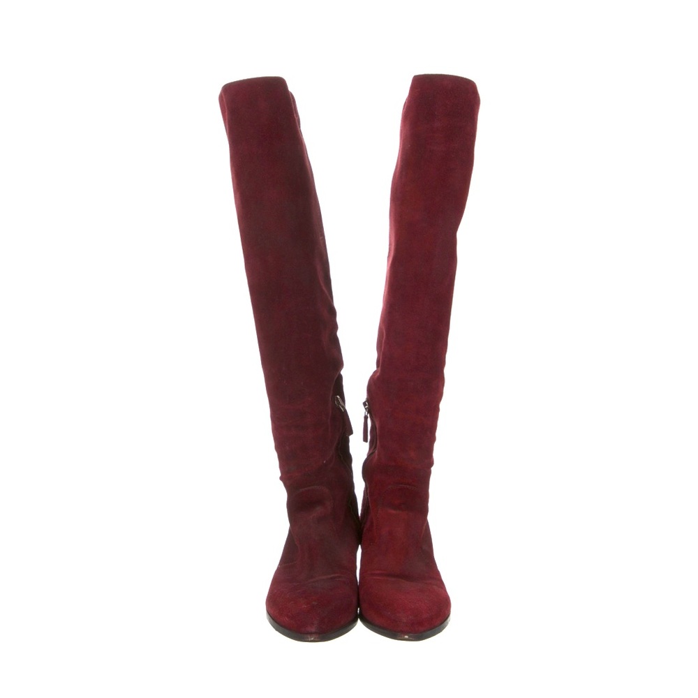 Prada suede over the knee sock boots size 37 / 7 in Burgundy